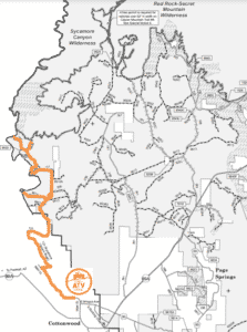 Overview Trail map of Sycamore Canyon from Vortex ATV Rental near Sedona